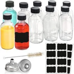 20pack Shot Bottles With Caps,Whiskey Sample Bottles,2oz Boston Round Clear Glass Bottles,Wellness Shot Bottles For Juice,Liquor,Ginger Shots,Potion,Vanilla,With 4 Funnels,32 Labels,1brush,No Leakag -KitchenAid Shop 51yYML9HTEL. AC