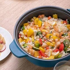 Large-capacity Electric Hot Pot Aluminum Detachable Electric Hot Pot Household Party Electric Skillet Smokeless Less Oil Non-stick Pan Easy Fo Clean Suitable For Hot Pot Frying (Blue) -KitchenAid Shop 51ydtebC5QL