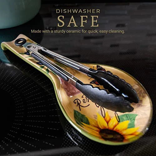 Bella Vita Ceramic Spoon Rest - Italian Sunflower Utensil Holder For Stove Top, Kitchen Counter Decor - Housewarming, Christian Gift, Multicolor, Large 7 Bella Vita Ceramic Spoon Rest - Italian Sunflower Utensil Holder For Stove Top, Kitchen Counter Decor - Housewarming, Christian Gift, Multicolor, Large - Image 5