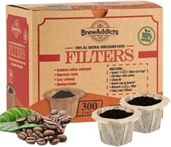 Disposable Coffee Filters 300 Count, Brown, All-Natural & Unbleached Single-Use Coffee Filter For Reusable K Cups Or Coffee Machines, Perfect Size & Quantity