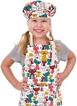CRJHNS Kids Apron And Chef Hat Set, Adjustable Cotton Child Aprons With Large Pocket White Girls Boys Kitchen Bib Aprons For Cooking Baking Painting 23 CRJHNS Kids Apron And Chef Hat Set, Adjustable Cotton Child Aprons With Large Pocket White Girls Boys Kitchen Bib Aprons For Cooking Baking Painting -KitchenAid Shop 51ymPzrVeqS. AC 2