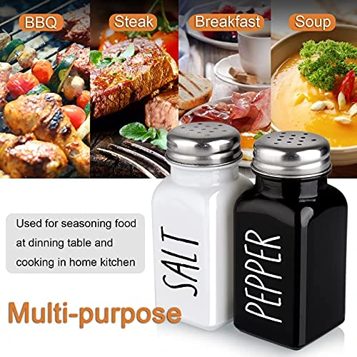 Salt And Pepper Shakers Set, Cute Glass Spice Shaker With Stainless Steel Lid, Black And White Kitchen Table Decor And Accessories For Counter, For Kitchen Wedding Gifts, 2.7oz Each 8 Salt And Pepper Shakers Set, Cute Glass Spice Shaker With Stainless Steel Lid, Black And White Kitchen Table Decor And Accessories For Counter, For Kitchen Wedding Gifts, 2.7oz Each - Image 6