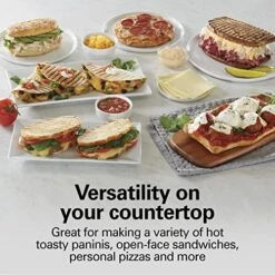 Hamilton Beach Electric Panini Press Grill With Locking Lid, Opens 180 Degrees For Any Sandwich Thickness, Nonstick 8" X 10" Grids, Red (25462Z) -KitchenAid Shop 51ynvZNETbL