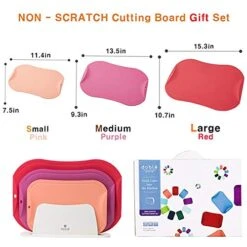 DOBLE Non-Scratch Cutting Board Set With Small, Medium, Large Boards With Holder. Highly Durable Material Knives Won't Cut. Flexible Food Safe TPU. Easy Grip Handle Ridges, Sides Prevent Spills -KitchenAid Shop 51ypEN5wdEL