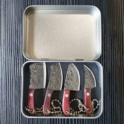 Damascus Pocket Knife Set Mini Chef Knife Set Tiny Knife Cleaver For Package Opener Box Cutter - Set Of 4 -KitchenAid Shop 51ytAXjj0HL