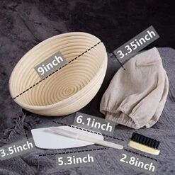 Anneton Bread Proofing Basket Set, For Sourdough Bread Baking, Brotform Dough Rising Bowl, 9inch Round Rattan Basket With Baking Tools Kit, Cloth Liner, Scoring Lame, Scraper, Brush, Gifts For Bakers 10 Anneton Bread Proofing Basket Set, For Sourdough Bread Baking, Brotform Dough Rising Bowl, 9inch Round Rattan Basket With Baking Tools Kit, Cloth Liner, Scoring Lame, Scraper, Brush, Gifts For Bakers -KitchenAid Shop 51yxlaoeYBL