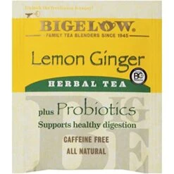 Lemon Ginger Plus Probiotics Herbal Tea, Caffeine Free, 18 Count (Pack Of 6), 108 Total Tea Bags -KitchenAid Shop 51yzxShe1gL