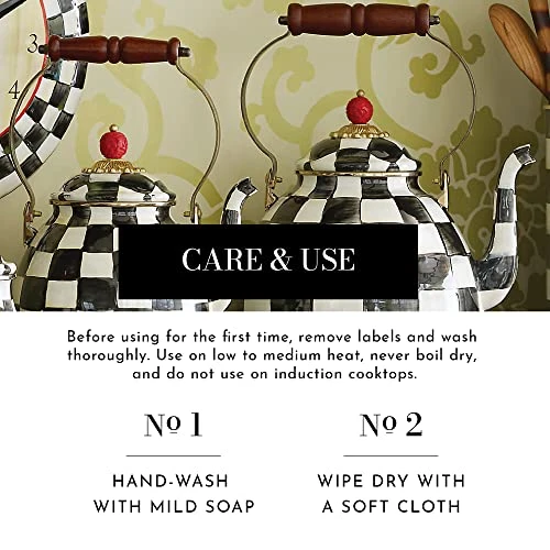 AcKenzie-Childs Courtly Check Enamel Tea Kettle, Decorative Tea Kettle, 3-Quart Capacity 5 AcKenzie-Childs Courtly Check Enamel Tea Kettle, Decorative Tea Kettle, 3-Quart Capacity - Image 3