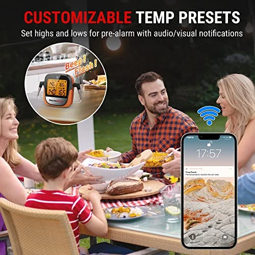 TP902 450-ft Wireless Meat Thermometer Digital With Dual Probe, Bluetooth Meat Thermometer For Cooking, Wireless Thermometer For Grilling, Smoker Accessories BBQ Thermometer For Beef Turkey 7 TP902 450-ft Wireless Meat Thermometer Digital With Dual Probe, Bluetooth Meat Thermometer For Cooking, Wireless Thermometer For Grilling, Smoker Accessories BBQ Thermometer For Beef Turkey - Image 5