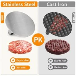 HULISEN Stainless Steel Bacon Press, 8.5-Inch Round Heavy-Duty Grill Press With Wood Handle, Non Stick Large Burger Press, Griddle BBQ Accessories For Steak Weight, Panini Sandwich -KitchenAid Shop 51z43Hq3U5L