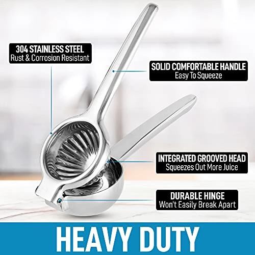 Lemon Squeezer Stainless Steel With Premium Heavy Duty Solid Metal Squeezer Bowl And Food Grade Silicone Handles - Large Manual Citrus Press Juicer And Lime Squeezer Stainless Steel 7 Lemon Squeezer Stainless Steel With Premium Heavy Duty Solid Metal Squeezer Bowl And Food Grade Silicone Handles - Large Manual Citrus Press Juicer And Lime Squeezer Stainless Steel - Image 5