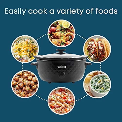 MST1234BX Diamond Pattern Slow Cooker Removable, Dishwasher-Safe Stoneware Pot With Tempered Glass Lid, Cool-Touch Handles, 6 Quart, Charcoal Black 5 MST1234BX Diamond Pattern Slow Cooker Removable, Dishwasher-Safe Stoneware Pot With Tempered Glass Lid, Cool-Touch Handles, 6 Quart, Charcoal Black - Image 3