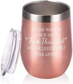 A Wise Woman Once Said Wine Tumbler For Women, Stainless Steel Wine Tumbler For Friends Coworker Divorce Retirement, 12 Oz Insulated Tumbler With Lid And Straw, Rose Gold -KitchenAid Shop 51z7IutY5L. AC