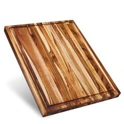 , Large Teak Wood Cutting Board For Kitchen With Juice Groove, Reversible Charcuterie Butcher Block 18x14x1.25 In (Gift Box Included)