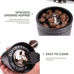 ELLYFISH Manual Coffee Grinder, SUS 420 Stainless Steel Conical Burr, 3-Bearing Fixing Shaft Coffee Grinder, Wood Knob, 30 Grind Settings For Espresso, Drip Coffee, French Presses -KitchenAid Shop 51zJ8f43ThL