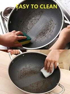 12.5” Wok Pan With Dual Honeycomb Wok Stainless Steel Wok Pan With Nonstick Coating, Frying Pans Cookware, Two Handles,Works With Induction ,Gas, Electric, Ceramic Furnace Stove, Without Lid -KitchenAid Shop 51zLJcUhxML