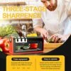 Small Manual 3 In 1 Stage Chef Kitchen Knife Knofe Sharpener Professional Handheld Sharpening Kit For All Pocket Knives, To Help Quickly Restore And Repair Polish Blades Sharper, Black -KitchenAid Shop 51zSLVj9bbL