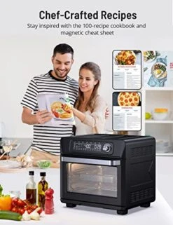 Air Fryer Toaster Oven, SWIPESMITH 26QT Convection Air Fryer, Bake, Broil, Roast, Dehydrate, Slow Cook, Digital Countertop Oven With 24 Presets 100 Recipes, Accessories, Touch Control, 1700W