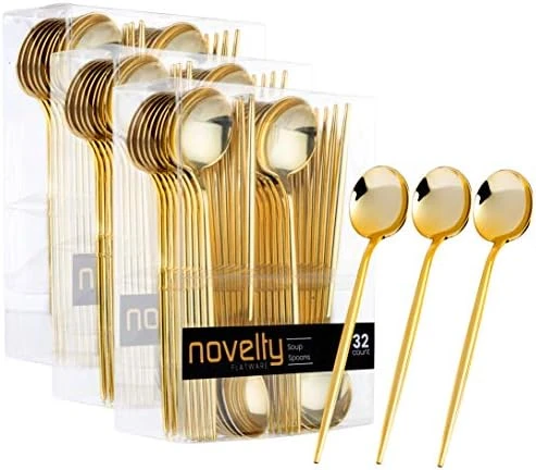 Novelty Modern Flatware, Cutlery, Disposable Plastic Dinner Forks Luxury Gold 64 Count 8 Novelty Modern Flatware, Cutlery, Disposable Plastic Dinner Forks Luxury Gold 64 Count - Image 6