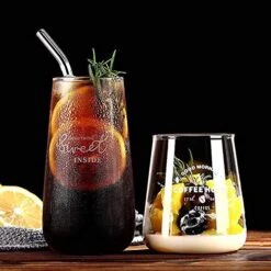 Glass Smoothie Straws, Reusable Clear Bent 9 In X 10 Mm Drinking Straws, Set Of 4 With Cleaning Brush -KitchenAid Shop 51zijR0xwvL