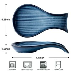 Porcelain Spoon Holder For Kitchen Counter And Stove Top, Spoon Rests For Ladle Spatula And Tong, Large Cooking Utensil Rest For Home Kitchen And Coffee Bar Decoration(Blue) -KitchenAid Shop 51zkfbDZDbL