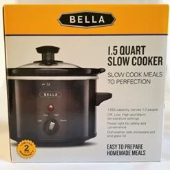 BELLA 1.5 Qt Quart Slow Cooker Crock W/Tempered Glass Lid