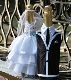 Bride And Groom Wine Bottle Covers- Wine Bottle Dress-up For Weddings- Wedding Gifts For The Couple- Fun Wine Bottle Covers- Wedding Centerpieces Decorations- Wine Décor- Wine Accessories (white) 12 Bride And Groom Wine Bottle Covers- Wine Bottle Dress-up For Weddings- Wedding Gifts For The Couple- Fun Wine Bottle Covers- Wedding Centerpieces Decorations- Wine Décor- Wine Accessories (white) -KitchenAid Shop 51zxOK98FkL