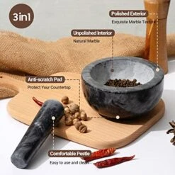 Mortar And Pestle Set Natural Marble Grinder Spice Herb Grinder Pill Crusher Large Size 5.5in -KitchenAid Shop 51zyPGVnqHL
