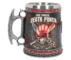 NEMESIS NOW B4654N9 Five Finger Death Punch Tankard 15cm, Resin W/Stainless Steel Insert, Black