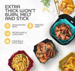 Ilicone Air Fryer Liners Set OF 2, Air Fryer Silicone Liners For 4-7QT Air Fryer Tray Baking Oven, 7.5” Reusable Square Air Fryer Liners With Handles & Holes, Air Fryer Inserts, Air Fryer Accessories -KitchenAid Shop 6104a7K7kOL