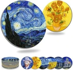 Coasters For Drinks Ceramic Van Gogh Art Coasters Set - Use 6 Famous Van Gogh Paintings, Unique Housewarming Gifts For New Home Decorative By WOWDING 17 Coasters For Drinks Ceramic Van Gogh Art Coasters Set - Use 6 Famous Van Gogh Paintings, Unique Housewarming Gifts For New Home Decorative By WOWDING -KitchenAid Shop 611TjtBYVAL. AC