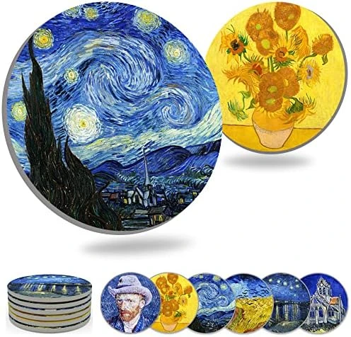 Coasters For Drinks Ceramic Van Gogh Art Coasters Set - Use 6 Famous Van Gogh Paintings, Unique Housewarming Gifts For New Home Decorative By WOWDING 10 Coasters For Drinks Ceramic Van Gogh Art Coasters Set - Use 6 Famous Van Gogh Paintings, Unique Housewarming Gifts For New Home Decorative By WOWDING - Image 8