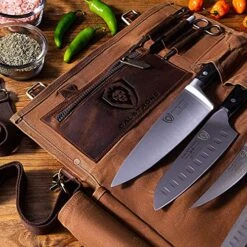 Carrier Bag Case, Nomad Knife Roll - 12oz Heavy Duty Canvas & Top Grain Leather Roll Bag - 13 Slots - Interior And Rear Zippered Pockets - Blade Travel Storage/Case, Desert Drifter (Brown) 16 Carrier Bag Case, Nomad Knife Roll - 12oz Heavy Duty Canvas & Top Grain Leather Roll Bag - 13 Slots - Interior And Rear Zippered Pockets - Blade Travel Storage/Case, Desert Drifter (Brown) -KitchenAid Shop 612A9HJdrWL