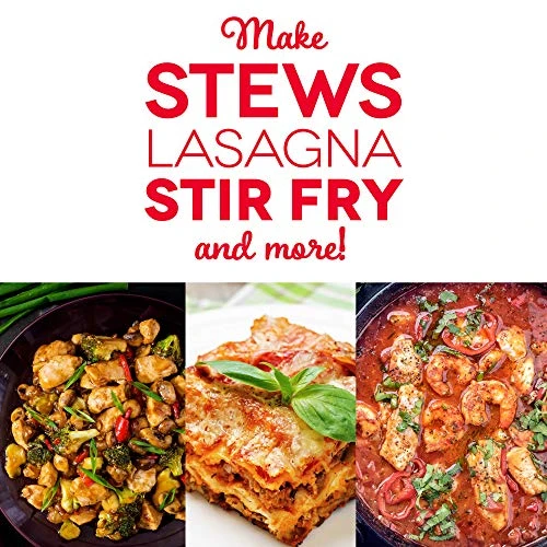 Dash Family Size Electric Skillet With 14 Inch Nonstick Surface + Recipe Book For Pizza, Burgers, Cookies, Fajitas, Breakfast & More, 20 Cup Capacity, 1400-Watt - Red 5 Dash Family Size Electric Skillet With 14 Inch Nonstick Surface + Recipe Book For Pizza, Burgers, Cookies, Fajitas, Breakfast & More, 20 Cup Capacity, 1400-Watt - Red - Image 3