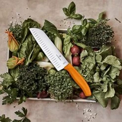 Victorinox 17 Cm Fluted Blade Santoku Knife Blister Pack, Orange 16 Victorinox 17 Cm Fluted Blade Santoku Knife Blister Pack, Orange -KitchenAid Shop 612nkg2rMfL