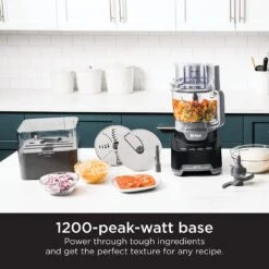 Ninja NF705BRN Professional XL Food Processor, 1200 Peak-Watts. 4 Functions For Chopping, Slicing/Shredding, Purees, Dough. 12-Cup Processor Bowl, 2 Blades/Discs, Feed Chute/Pusher, Storage Box, Black -KitchenAid Shop 613LfgF0aQL