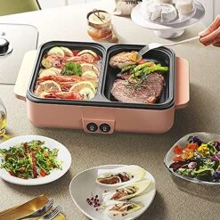 Electric Grill With Hot Pot, 2 In 1 Indoor Non-Stick Electric Hot Pot And Frying Pan, Portable Hot Pot Camping Barbecue Pan Stainless Steel Home 1200W 14 Electric Grill With Hot Pot, 2 In 1 Indoor Non-Stick Electric Hot Pot And Frying Pan, Portable Hot Pot Camping Barbecue Pan Stainless Steel Home 1200W -KitchenAid Shop 613yyfAGW7S