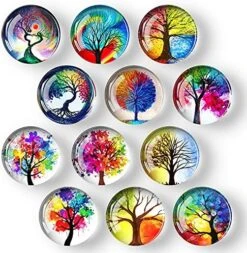 12Pcs Glass Strong Magnetic Refrigerator Magnet Fridge Sticker - Round Life Tree Glass Fridge Decoration, Office Whiteboard Magnet, Cabinet Magnet, Dishwasher Magnet, Cabinet Cute Locker Magnet… -KitchenAid Shop 614oui8WiZS. AC
