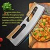 ® Pizza Cutter Rocker,Stainless Steel Blade Knife With Double Wooden Handle & Plastic Cover, Large Pizza Slicer/Chopper,Good Kitchen Tool -14 In -KitchenAid Shop 614yUG5q1FL