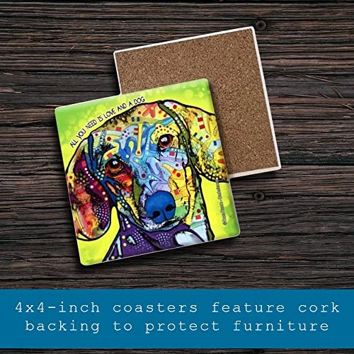 Bulldog Absorbent Stone Coasters - Cork-Backed Coasters For Drinks - Bulldog Dog Illustration - Artist Tomoyo Pitcher - 4 X 4 Inches - Set Of 4 (SJT24720) 4 Bulldog Absorbent Stone Coasters - Cork-Backed Coasters For Drinks - Bulldog Dog Illustration - Artist Tomoyo Pitcher - 4 X 4 Inches - Set Of 4 (SJT24720) - Image 2