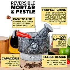 Mortar And Pestle Set (Large) | Gray Marble | Stone Spice Grinder | 2.1 Cup Capacity | 5.5 Inch | Reversible | Molcajete Mexicano | Guacamole, Pesto, Spices | Large Mortar & Pestles | Gift Set 10 Mortar And Pestle Set (Large) | Gray Marble | Stone Spice Grinder | 2.1 Cup Capacity | 5.5 Inch | Reversible | Molcajete Mexicano | Guacamole, Pesto, Spices | Large Mortar & Pestles | Gift Set -KitchenAid Shop 615zqJ9axaL