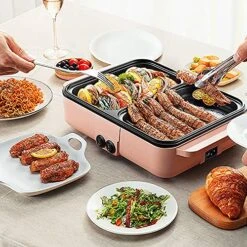 Electric Grill With Hot Pot, 2 In 1 Indoor Non-Stick Electric Hot Pot And Frying Pan, Portable Hot Pot Camping Barbecue Pan Stainless Steel Home 1200W 13 Electric Grill With Hot Pot, 2 In 1 Indoor Non-Stick Electric Hot Pot And Frying Pan, Portable Hot Pot Camping Barbecue Pan Stainless Steel Home 1200W -KitchenAid Shop 616555l7KsS