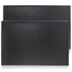 Rubber Bar Mat By ProTensils, 18" X 12", Black Bar Mats, Bar Service Mat, Black Coffee Bar Mat, Spill Mat For Counter-Top (2 Pieces)