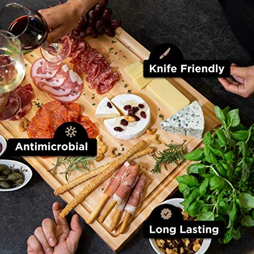 Large Wood Cutting Board From North American Maple - 20x16x1.5 Inches - A Reversible Butcher Block That Comes With Juice Groove For Cutting Meat And Juicy Veggies Easily - Large Chopping Board - Maple 4 Large Wood Cutting Board From North American Maple - 20x16x1.5 Inches - A Reversible Butcher Block That Comes With Juice Groove For Cutting Meat And Juicy Veggies Easily - Large Chopping Board - Maple - Image 2