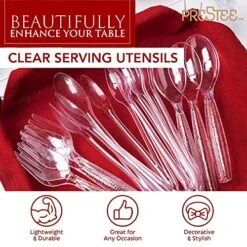 15 Piece Transparent Plastic Serving Utensils Set - Includes 10" Spoons, Tongs, Forks - Disposable Serving Trays And Platters For Kitchen Dining, Buffet Cutlery Sets, Trays For Serving Food (15pk) -KitchenAid Shop 61AdX4DpXhL