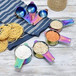 Ich 14 Piece Iridescent Rainbow Stainless Steel Measuring Cups And Spoons Set Magnetic Metal Kitchen Conversion Chart Included Large Small And Mini Scoop Cute Colorful Design -KitchenAid Shop 61ArIjo5fgL