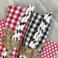 Mickey Mouse Inspired Paper Straws - Black White - 100 Pack - Outside The Box Papers Brand -KitchenAid Shop 61BOZSvwHiL