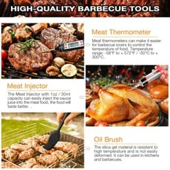 35PCS Grill Accessories BBQ Tools Set, Stainless Steel Grilling Kit With Thermometer, Fork, Tongs And Spatula, Meat Injector, Grill Mat - Gifts For Dad Durable, Stainless Steel Grill Tools -KitchenAid Shop 61DwfQGdzQL