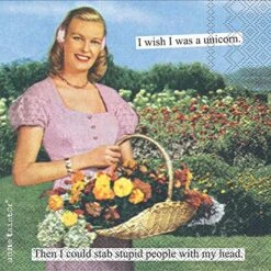 Anne Taintor Paper Napkins, 20-Count Cocktail Size, Unicorn