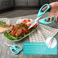 MHS11 Kitchen Scissors, 2-Pack Heavy Duty Kitchen Shears, Stainless Steel Meat Cutting Scissors, Sharp Cooking Scissors For Chicken, Seafood, Poultry, Herbs, Turquoise(8.7+ 6.8 INCH) 11 MHS11 Kitchen Scissors, 2-Pack Heavy Duty Kitchen Shears, Stainless Steel Meat Cutting Scissors, Sharp Cooking Scissors For Chicken, Seafood, Poultry, Herbs, Turquoise(8.7+ 6.8 INCH) -KitchenAid Shop 61FB9LwsfPS